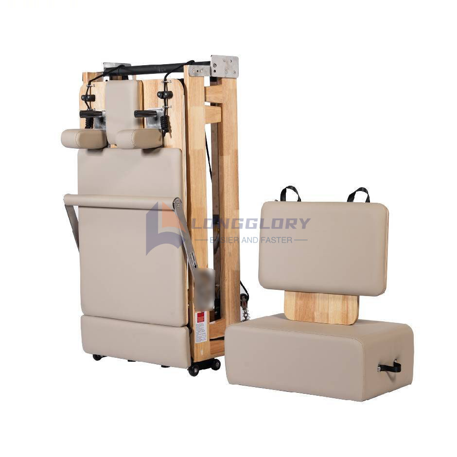 Reformator Pilates Kayu Ek yang Dapat Dilipat